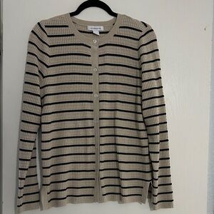 Liz Claiborne Beige and Black Striped Cardigan
